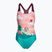 Speedo Costum de baie pentru copii cu imprimeu digital albastru și roz 8-0797015159