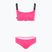 Costum de baie din două piese pentru femei EA7 Emporio Armani Logo Tape Bikini Top neon pink