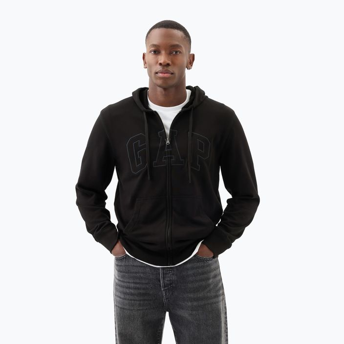 Hanorac pentru bărbați GAP Heritage French Terry Fullzip Logo true black