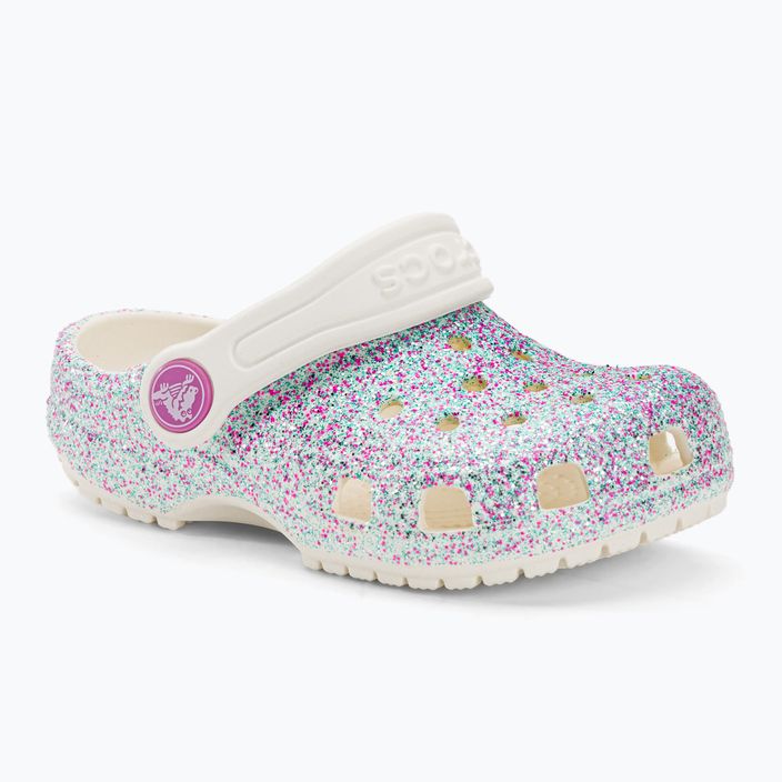 Crocs Classic Glitter Clog T bianco sporco flip-flops pentru copii