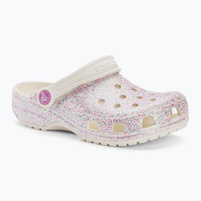 Crocs Classic Glitter Clog pentru copii flip-flops bianco sporco