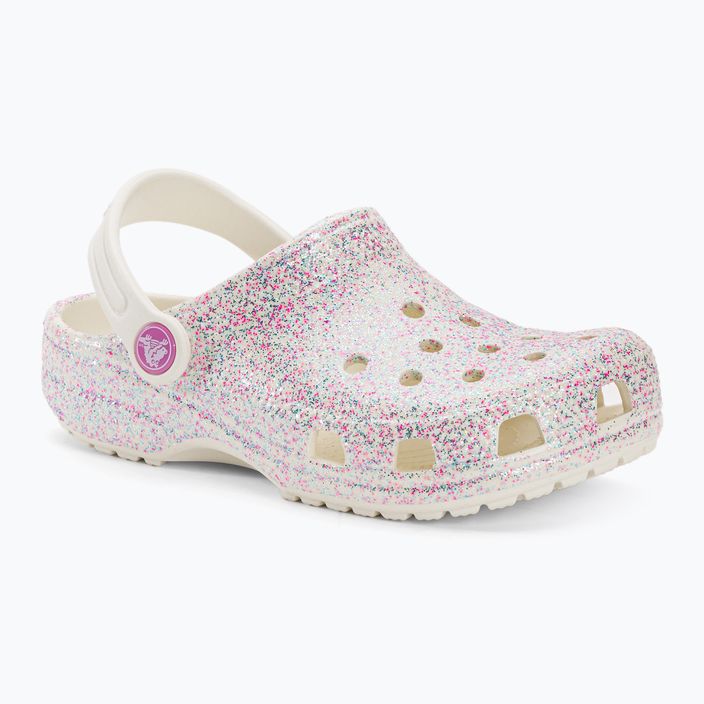 Crocs Classic Glitter Clog pentru copii flip-flops bianco sporco 2