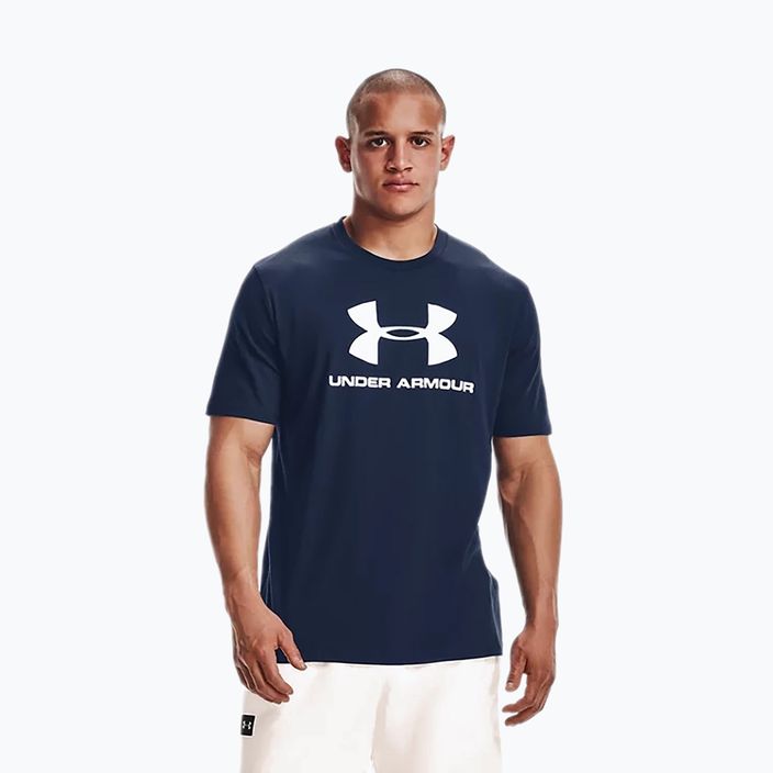 Under Armour UA Sportstyle Logo SS tricou de antrenament pentru bărbați albastru marin 1329590 3
