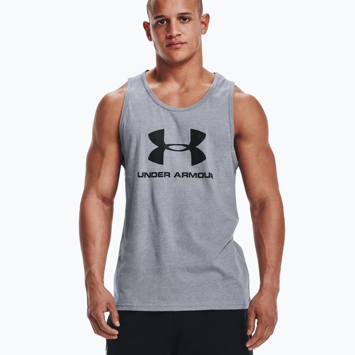Bărbați Under Armour Sportstyle Logo Tank tricou de antrenament gri 1329589 3