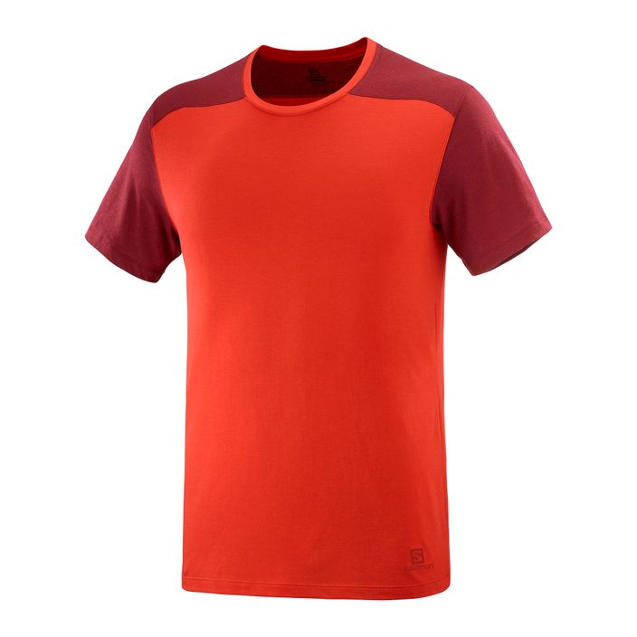 Tricou de trekking pentru bărbați Salomon Essential Colorbloc roșu LC1716000 2