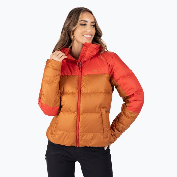 Marmot jachetă de puf pentru femei Guides Down Hoody maro și roșu 79300