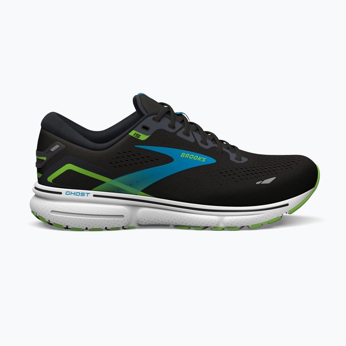 Brooks Ghost 15 pantofi de alergare pentru bărbați negru / Hawaiian pcean / verde 12