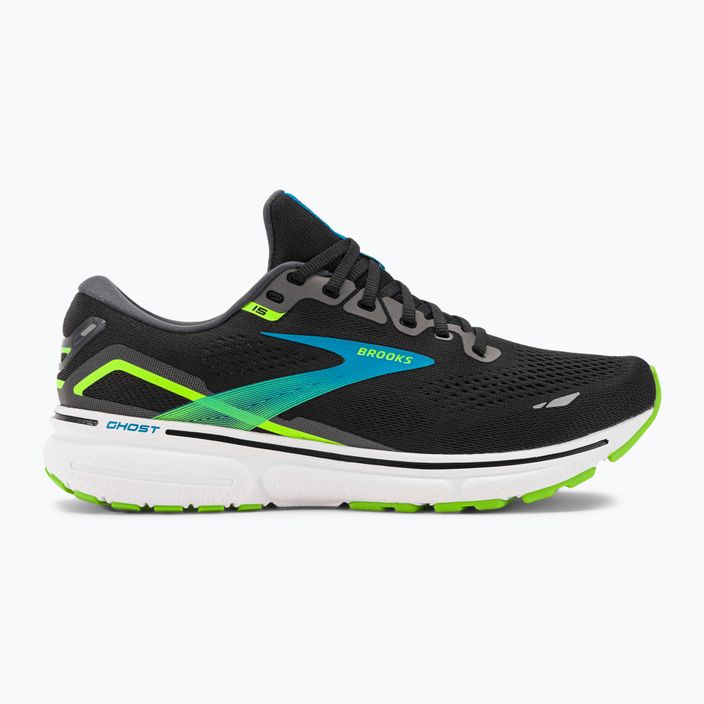 Brooks Ghost 15 pantofi de alergare pentru bărbați negru / Hawaiian pcean / verde 2