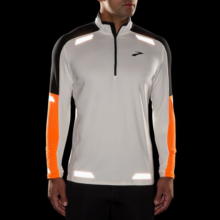 Bluză de alergare pentru bărbați Brooks Run Visible 1/2 Zip 2.0 ecru/fluoro flash/black 4