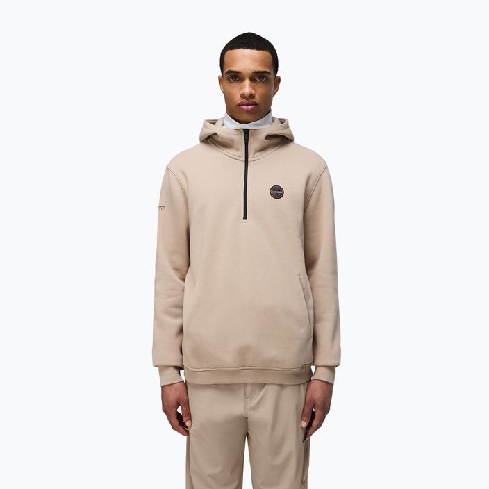 Bluză pentru bărbați Napapijri B-Badge Half Zip Hooded beige rocky