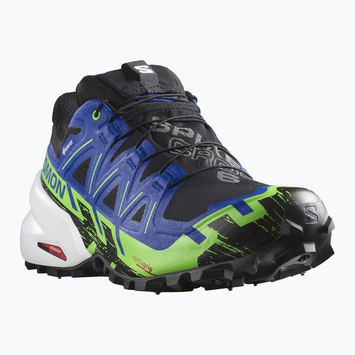 Pantofi de alergare pentru bărbați Salomon Spikecross 6 GTX negru/surf the web/gecko verde 9