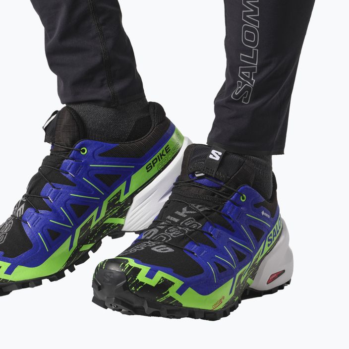 Pantofi de alergare pentru bărbați Salomon Spikecross 6 GTX negru/surf the web/gecko verde 13