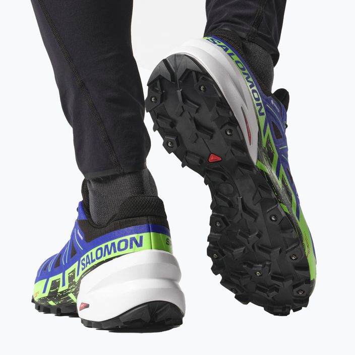 Pantofi de alergare pentru bărbați Salomon Spikecross 6 GTX negru/surf the web/gecko verde 14
