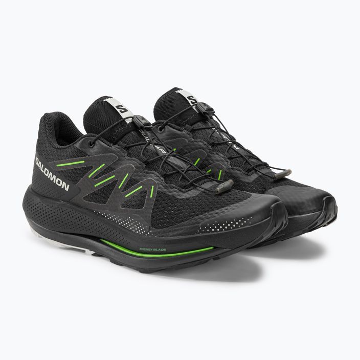 Bărbați Salomon Pulsar Trail pantofi de alergare negru/negru/verde gecko 4