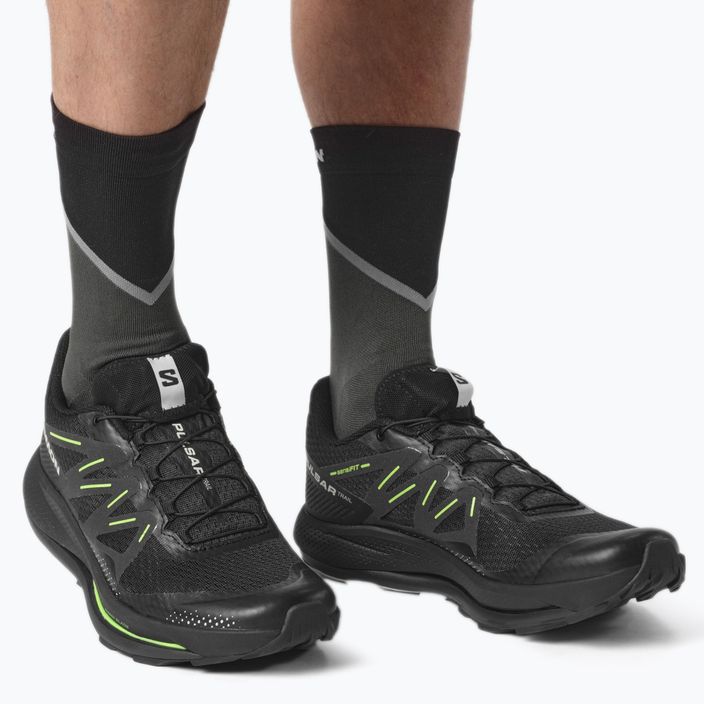 Bărbați Salomon Pulsar Trail pantofi de alergare negru/negru/verde gecko 16