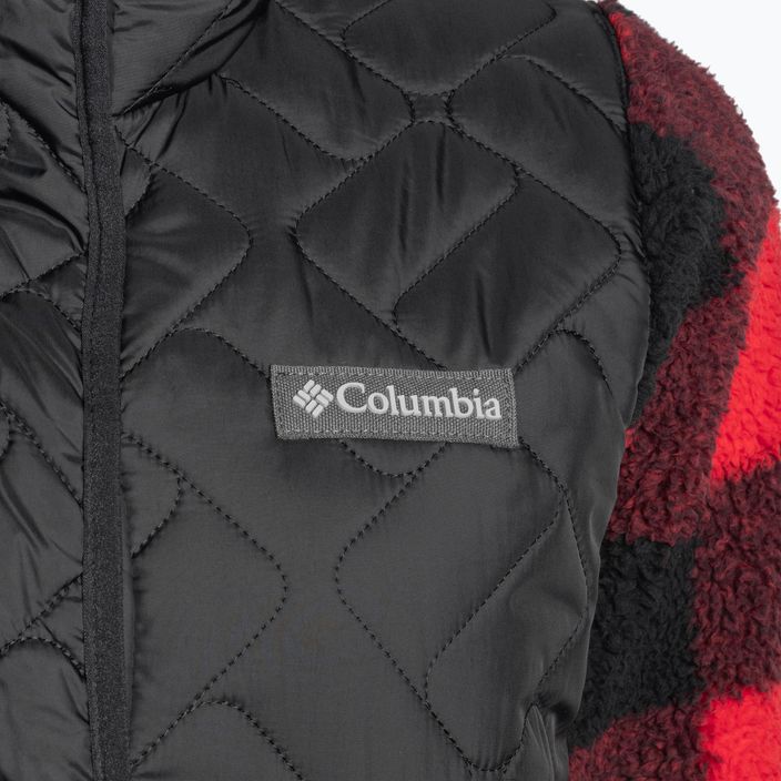 Columbia Sweet View Fleece Fleece cu glugă pentru femei cu glugă de trekking negru/roșu crin imprimeu cu carouri de crin 9