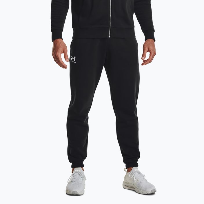 Pantaloni de antrenament pentru bărbați Under Armour Essential Fleece Joggers black/white