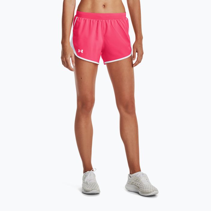 Pantaloni scurți de alergare Under Armour Fly By 2.0 pentru femei, roz și alb 1350196-683