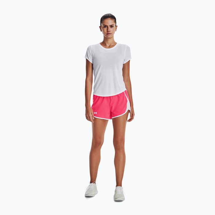 Pantaloni scurți de alergare Under Armour Fly By 2.0 pentru femei, roz și alb 1350196-683 3