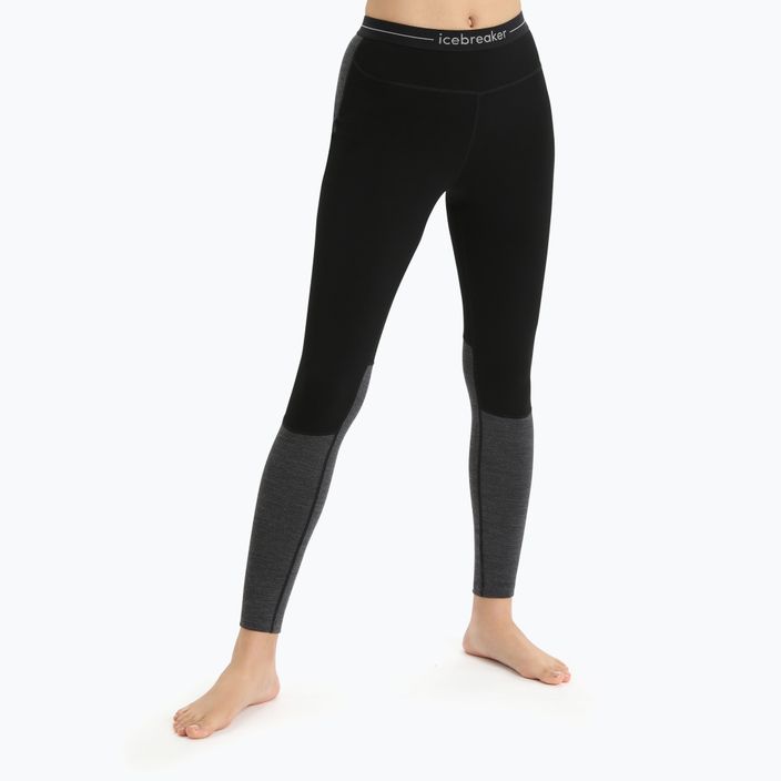 Pantaloni termici pentru femei Icebreaker ZoneKnit 200 001 negru/gri IB0A56HE0911