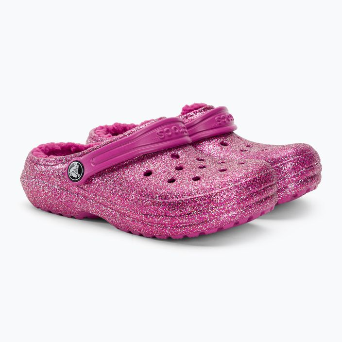 Crocs Classic Lined Glitter Clog fuchsia fun/multi flip-flops pentru copii 5
