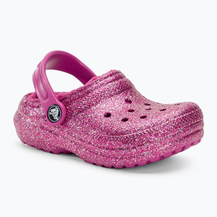 Crocs Classic Lined Glitter Clog fuchsia fun/multi flip-flops pentru copii 2