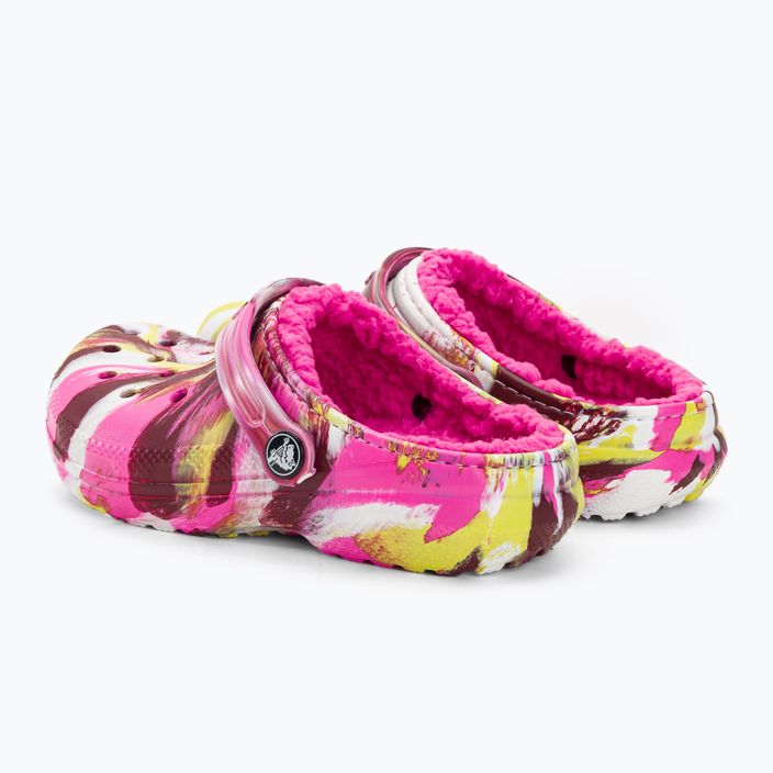 Crocs Classic Lined Marbled Clog roz electric/multi flip-flops pentru copii 4