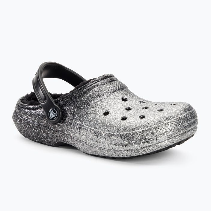 Crocs Classic Glitter Lined Clog negru/argintiu flip-flops negru/argintiu 2