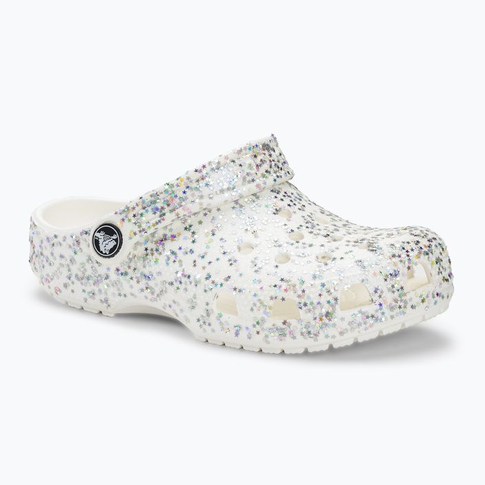 Șlapi Crocs Classic Starry Glitter alb pentru copii