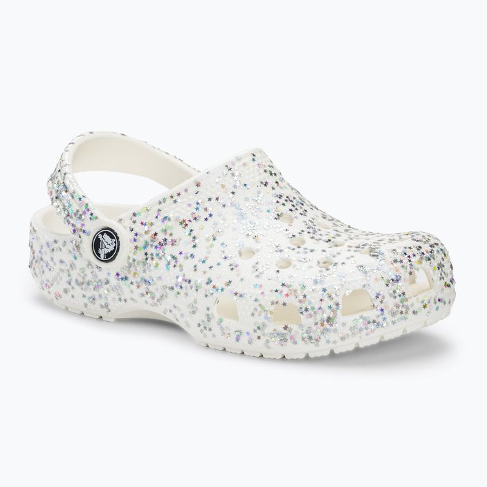Șlapi Crocs Classic Starry Glitter alb pentru copii 2