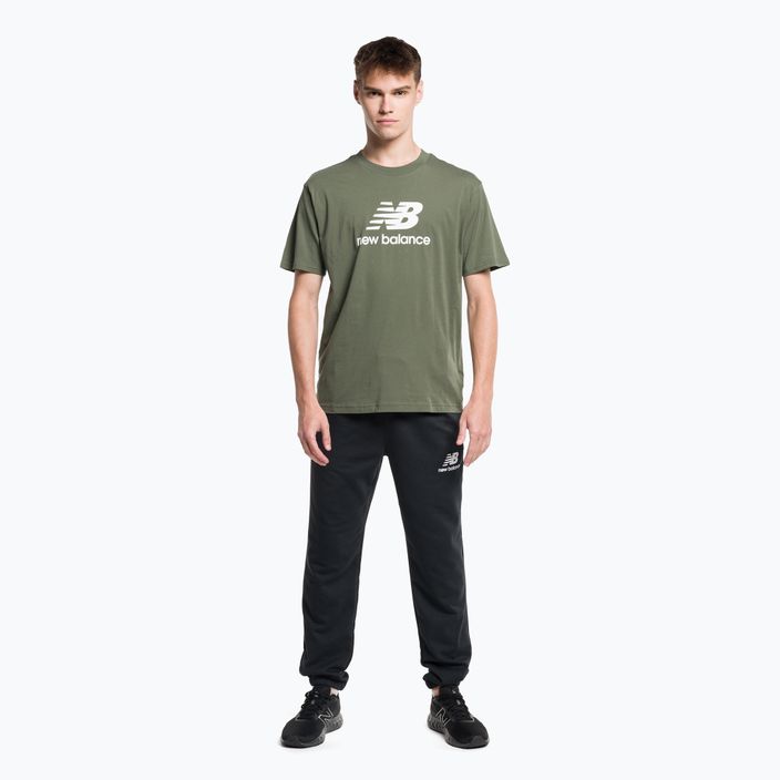 Tricou de antrenament pentru bărbați New Balance Essentials Stacked Logo Co verde NBMT31541DON 2
