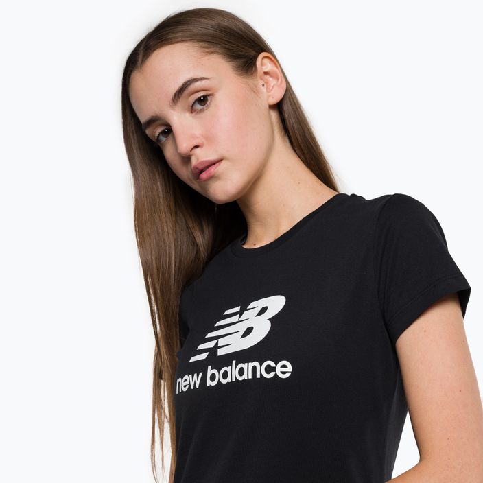 T-shirt pentru femei New Balance Essentials Stacked Logo Co neagră NBWT31546 4