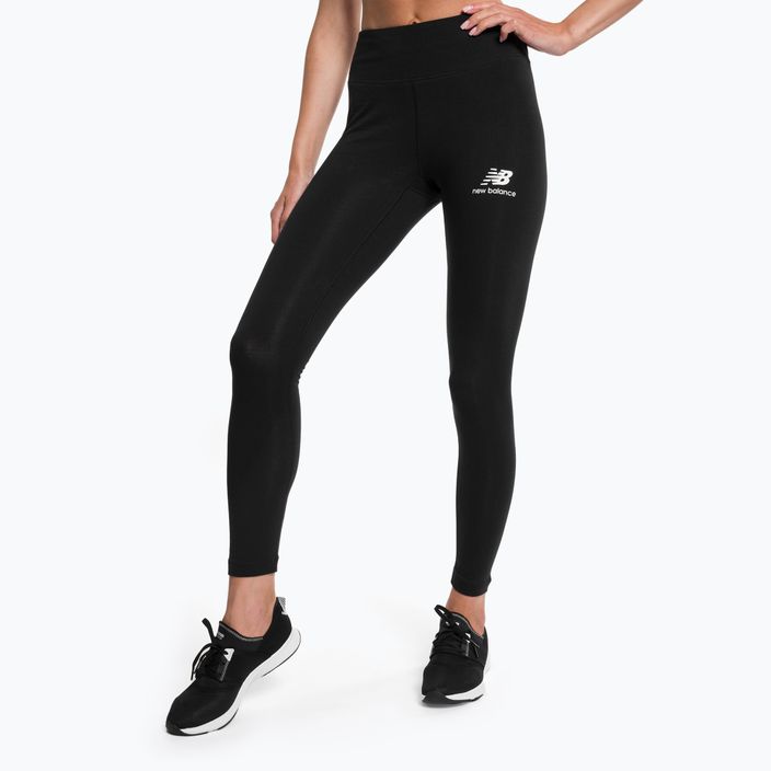 Jambiere de antrenament pentru femei New Balance Tight Essentials Stacked Logo Bumbac negru NBWP31509