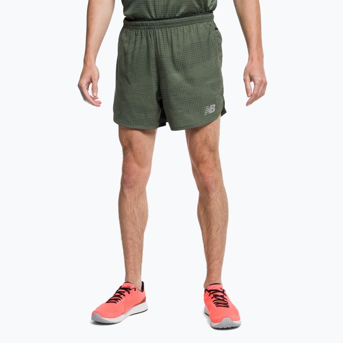 Pantaloni scurți de alergare New Balance Printed Impact Run 5" verde pentru bărbați MS21269DON