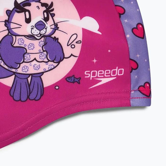 Șapcă de înot Speedo din poliester imprimat roz/violet 3