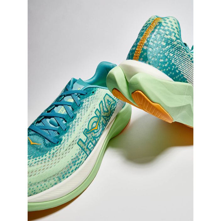Pantofi de alergare pentru bărbați HOKA Mach X ocean mist/lime glow 23