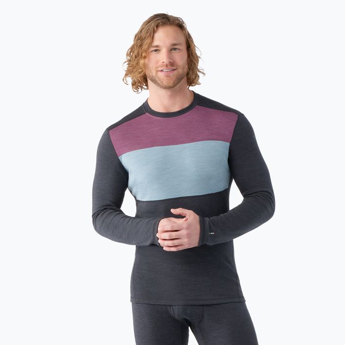 Longsleeve termoactiv pentru bărbați Smartwool Thermal Merino Baselayer Colorblock Crew Boxed charcoal