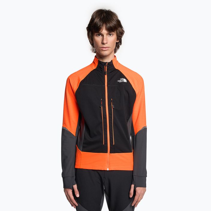 Jachetă softshell pentru bărbați The North Face Dawn Turn Softshell Fz negru/portocaliu șocant/galben asfalt