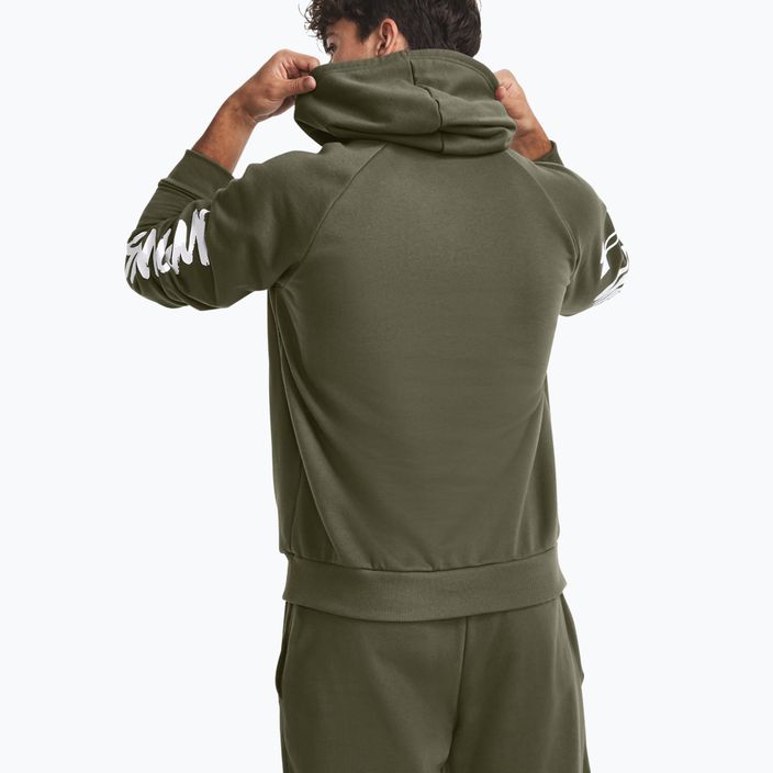 Hanorac cu glugă pentru bărbați Under Armour Rival Fleece Graphic HD marine din verde/alb 3