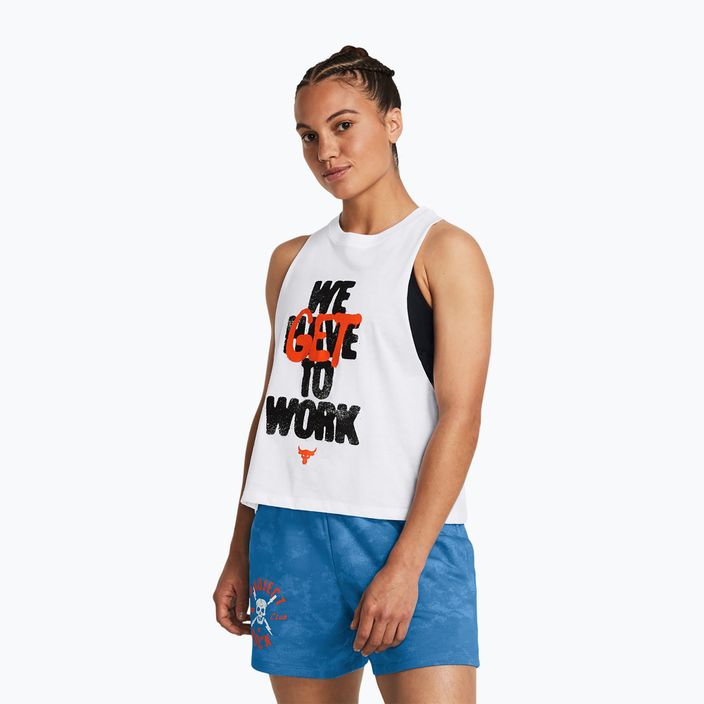 Tank top de antrenament pentru femei Under Armour Project Rock Underground white/black/phoenix