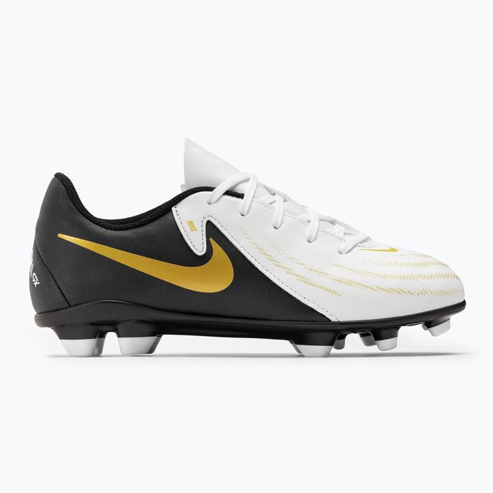 Încălțăminte de fotbal pentru copii Nike Phantom GX II Club FG/MG Junior white/metallic gold coin/black 2