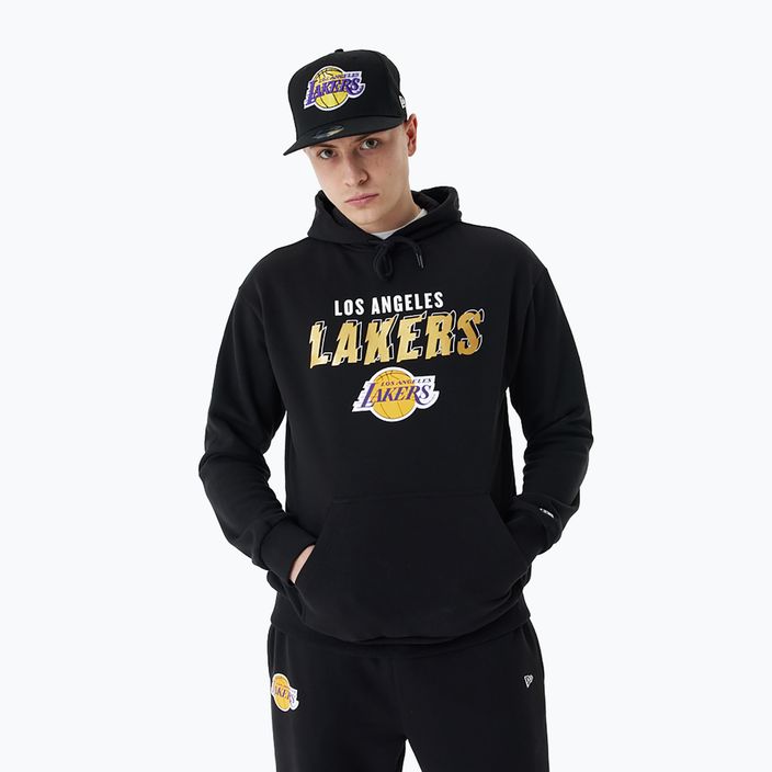 Bluză pentru bărbați New Era Team Script OS Hoody Los Angeles Lakers black
