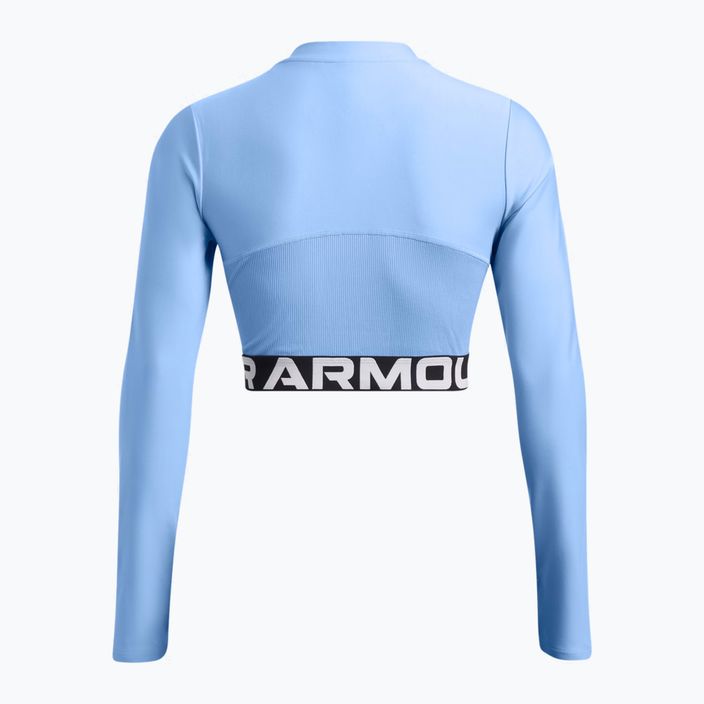 Femei Under Armour Heat Gear Rib 1/4 Zip top de formare orizont albastru / alb 2