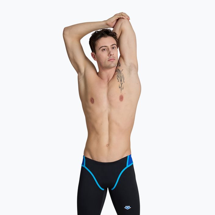 Bărbați arena Icons Swim Panel Jammer negru/neon blue/roșu fandango/turquoise 3