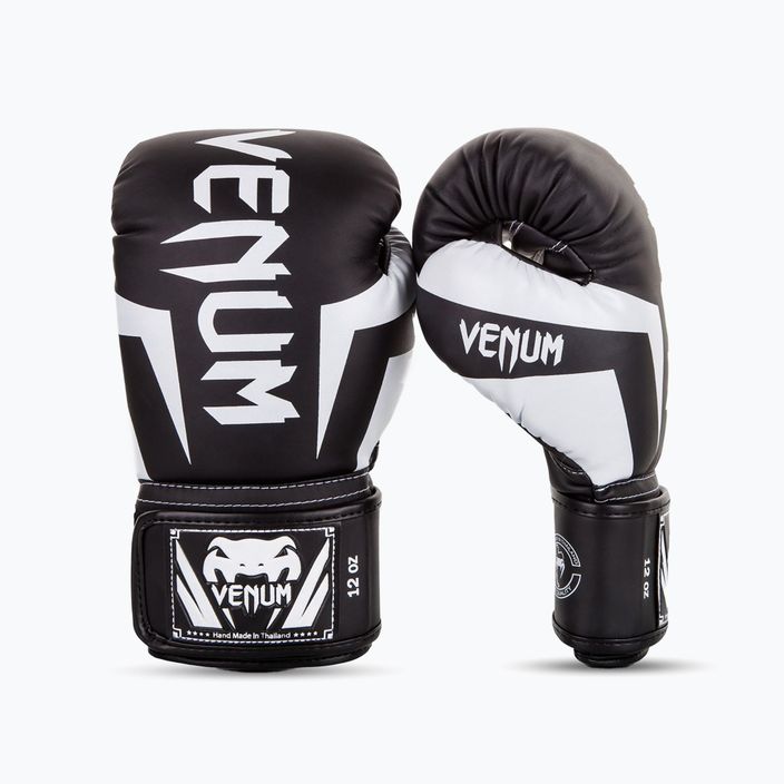 Venum Elite mănuși de box negru și alb 0984 8