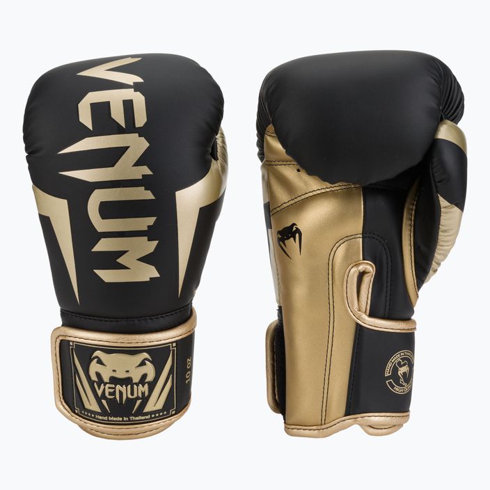 Venum Elite mănuși de box pentru bărbați negru și auriu VENUM-1392 3