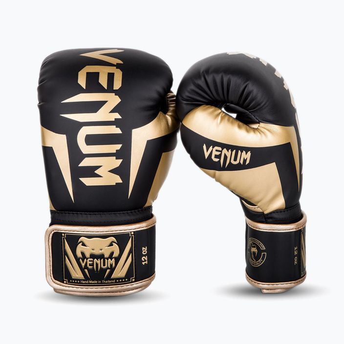 Venum Elite mănuși de box pentru bărbați negru și auriu VENUM-1392 8