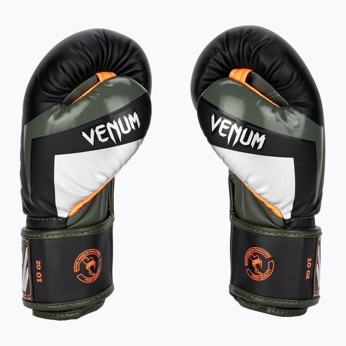 Mănuși de box Venum Elite black/silver/kaki 3
