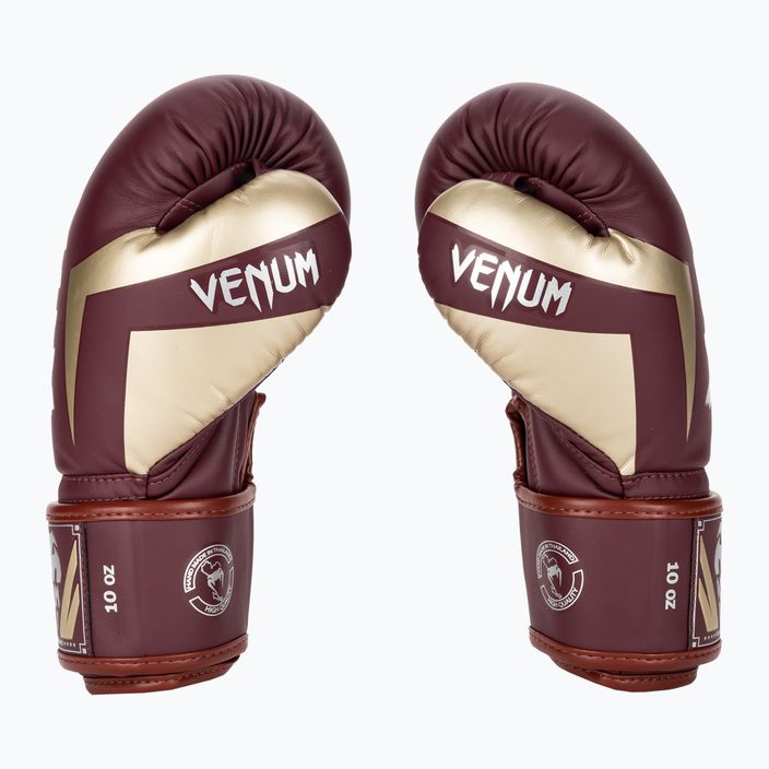 Mănuși de box Venum Elite burgundy/gold 3