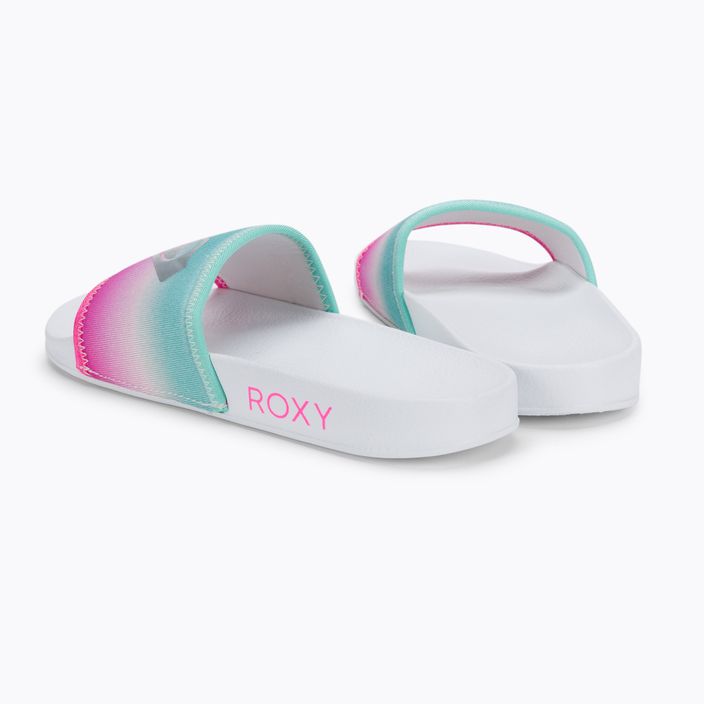 Flip-flops pentru copii ROXY Slippy Neo G 2021 white/crazy pink/turquoise 3